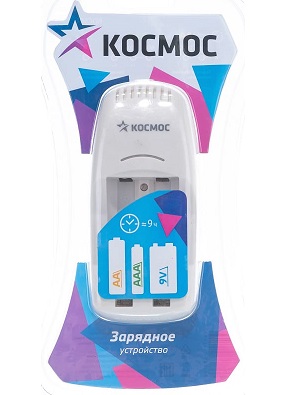 Зу КОСМОС КОС501 1.2шт АА.АА или 1шт 9V Ni-MH 200mA jn 10 час независ.каналы склад вилка 220V