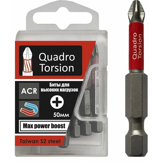 Бита 1на4 E6,3 Ph2-50мм 10 шт.кор. Quadro Torsion