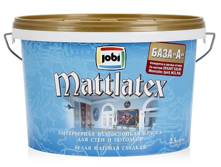 Jobi MATTLATEX O4, Краска влагостойкая  2,5л