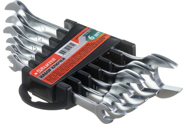 Набор рожковых ключей Sturm! на пласт.держателе (6х7-17х19) 6шт