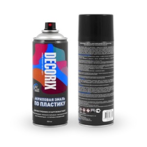 Аэрозольная эмаль по пластику DECORIX, 520 мл, чёрный матовый 