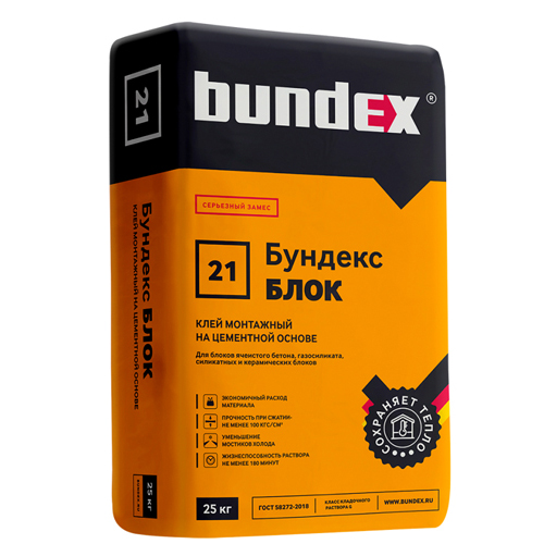 Клей монтажный Bundex Блок 25кг