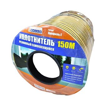Уплотнитель  E-профиль, чёрный, 150 м, 4WALLS 1/8
