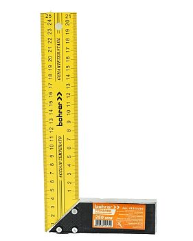 Угольник столярный металлический Bohrer 250мм , 120/12/1