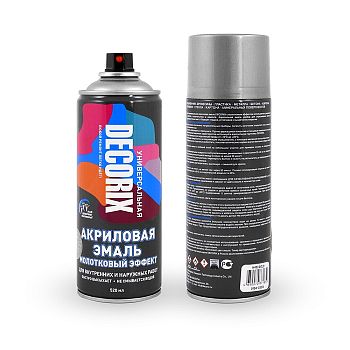 Аэрозольная эмаль молотковый эффект DECORIX, серебро (Н401)  520мл/12 шт