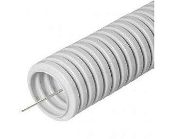 Труба гофр. Урал ПАК ПВХ d16 мм легкая серая с зондом (уп.10м) ГФ-0101716-010