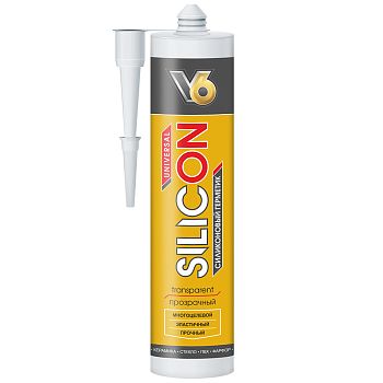 Силикон "V6" универс., ПРОЗРАЧНЫЙ, 260 мл., 24 шт.