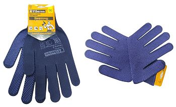 Перчатки "Микроточка" полиэстер, ПВХ-точка, 10, Чёрные, Fiberon 12/120