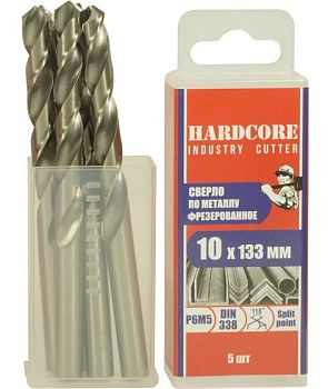 Сверло по мет. фрез.Р6М5 10,0х133мм "Hardcore" 5шт/упак