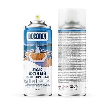 Аэрозольный лак Яхтный DECORIX,  глянцевый бесцветный 520мл/12 шт