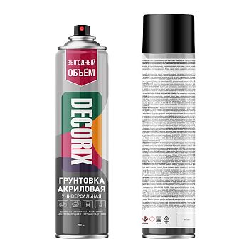 Аэрозольная грунтовка Универс. DECORIX, чёрная 780мл/12 шт