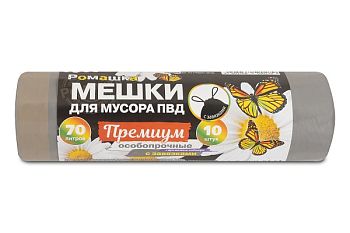 Мешки д/м Ромашка ПРЕМИУМ с завяз. 70л 35мкм 65*74 (рул.10шт) 1/20