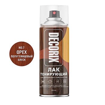 Аэрозольный лак тонирующий DECORIX, орех (7) 520мл/12 шт