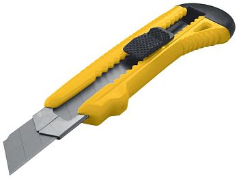 Нож технич. с сег.лезвием 18 мм, пласт. корпус, мет. направляющая, сдвиж. фиксатор (УСПЕХ)