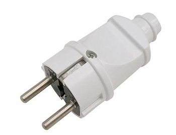 Вилка General 16А 250В (АБС-пластик,прямая,белая,земля) 