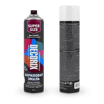 Аэрозольная эмаль унив. DECORIX, белый глянцевый БОЛЬШОЙ балон (А21) 780мл/12 шт