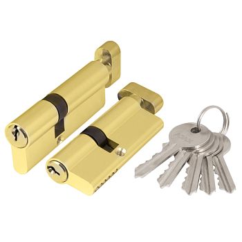 Цилиндр.механизм c верт. AX1002Knob60 (AX102/6) (25+10+25) PB латунь 5 кл.