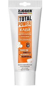 Клей «ZIGGER» TOTAL POWER, акриловый универсальный, прозрачный, туба 250 г, 12шт