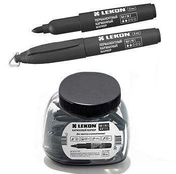 Маркер перманентный карманный LEKON MINI чёрный 2мм 80шт/банка