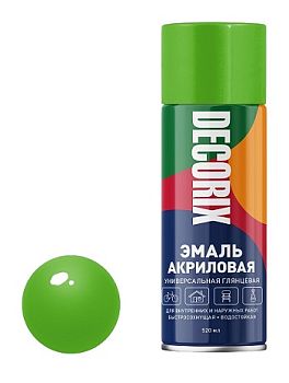 Аэрозольная эмаль унив. DECORIX, ярко-зелёный (101) 520мл/12 шт