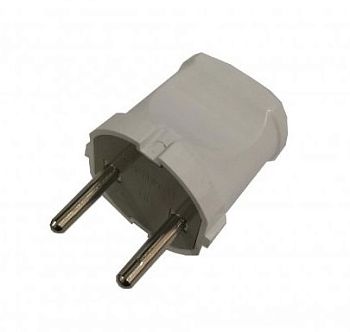 Вилка General 6А 250В (АБС-пластик,прямая,белая,б/з) 