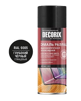 Аэроз.эмаль эпоксид.высокопроч.RAL 9005 ПРОФЕСС.DECORIX глуб.чёрн.глянц. 520 мл