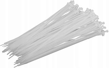 Хомут кабельный белый Bohrer 5(4,6)х300 (1/100)