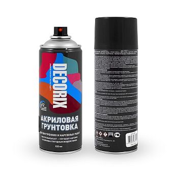 Аэрозольная грунтовка по пластику DECORIX, чёрная матовая 520мл/12 шт