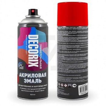 Аэрозольная эмаль унив. DECORIX, ярко-красный (67) 520мл/12 шт
