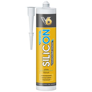 Силикон "V6" Санитарный БЕЛЫЙ, 260 мл., 24 шт.
