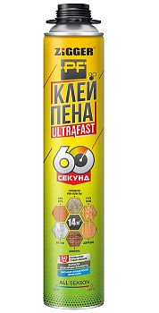 Клей-пена «ZIGGER PF» ULTRAFAST 60 СЕКУНД проф. всесезонная, 750 мл, 12 шт
