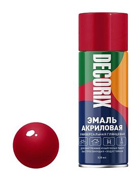 Аэрозольная эмаль унив. DECORIX, тёмно-красный (А05) 520мл/12 шт