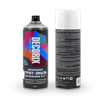 Аэрозольная грунт-эмаль по ржавч. 3в1 DECORIX, белый глянц. (А21) 520мл/12 шт