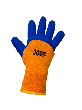 Перчатки ПВХ зимние облив оранж-синие 12/480