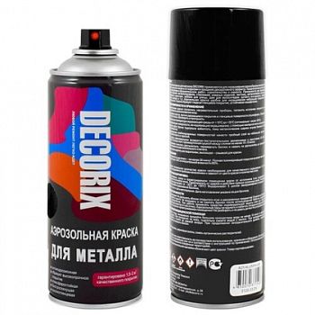 Аэрозольная эмаль унив. DECORIX, чёрный глянец (А01) 520мл/12 шт