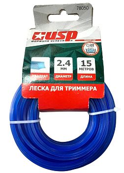 Леска 2,4 мм х 15 м КВАДРАТ (УСПЕХ) 15шт/уп