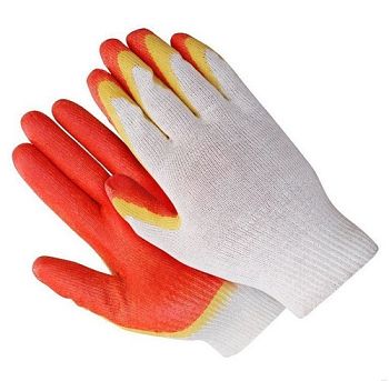 Перчатки ХБ двойной латексный облив 10шт, 100 шт/упак