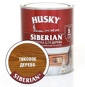 HUSKY SIBERIAN Пропитка д/дерева полумат.тиковое дерево (0,9л; 6шт)