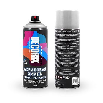Аэрозольная эмаль "металлик" DECORIX, серебро (М303) 520мл/12 шт