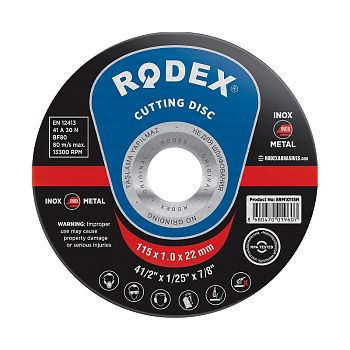 Rodex Отрезной круг по металлу и нержавейки 115х1х22мм