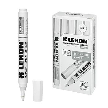 Маркер перманентный Белый LEKON EXTRA WHITE 10/60/1200
