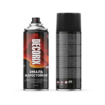 Аэрозольная эмаль жаростойкая +800 DECORIX, чёрный 520мл/12 шт
