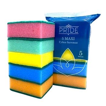 Губка бытовая Макси PRIDE гх-008 размер 9х6х3,5см, 5шт