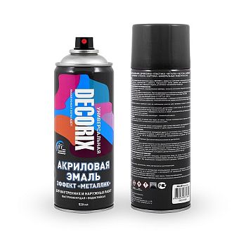 Аэрозольная эмаль "металлик" DECORIX, черный 520мл/12 шт