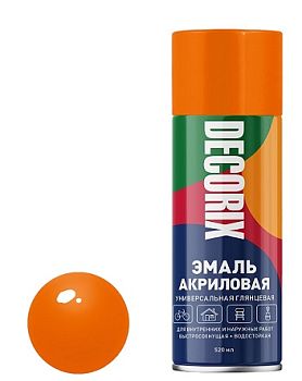 Аэрозольная эмаль унив. DECORIX, апельсиновый (31) 520мл/12 шт