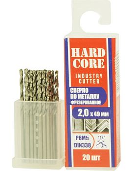 Сверло по мет. фрез. Р6М5 2,0х49мм "Hardcore" 20шт/упак