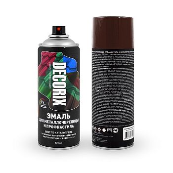 Аэроз. эмаль д/металлоч. и профнаст. DECORIX, шок-коричн. RAL 8017, 520мл/12 шт