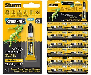 Суперклей-гель "STURM" 3г, на мультикарте, 12шт