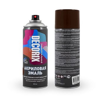 Аэрозольная эмаль унив. DECORIX, коричневый (А39) 520мл/12 шт