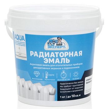 Эксперт Эмаль акр., для рад., п/м, белая 1кг, 6 шт